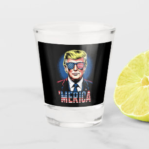 Merica Trump 4th Of July US Vintage Retro Shot Glass
