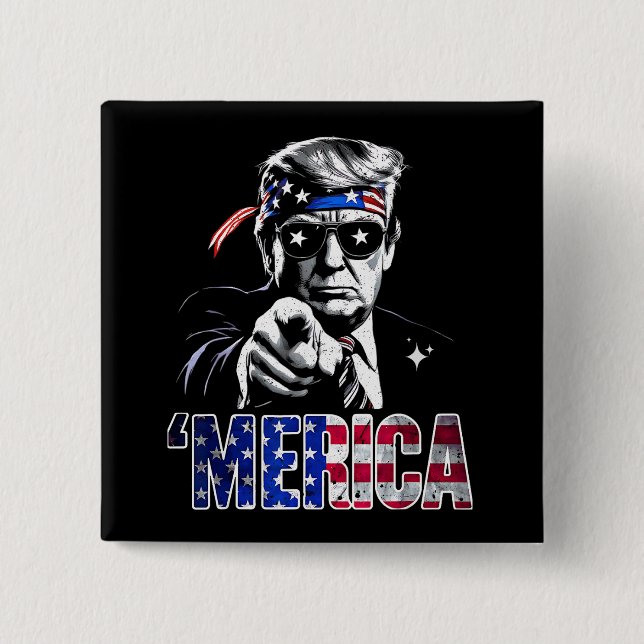 Merica Trump American Flag USA Button (Front)
