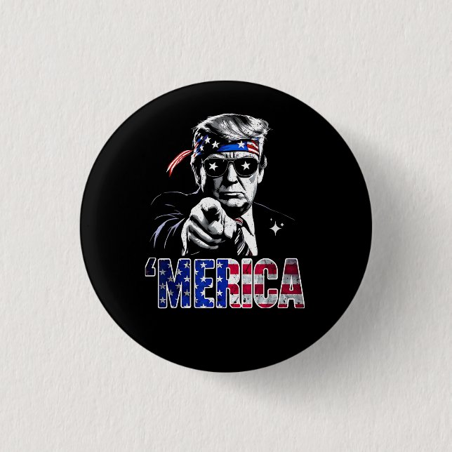 Merica Trump American Flag USA Button (Front)