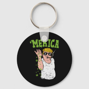 Merica Trump Bae Smoking Weed Funny Stoner Gift Keychain
