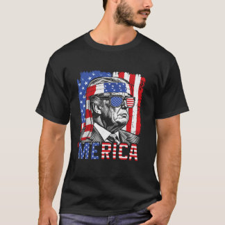 Merica Trump Happy 4th Of July Funny American Fla T-Shirt