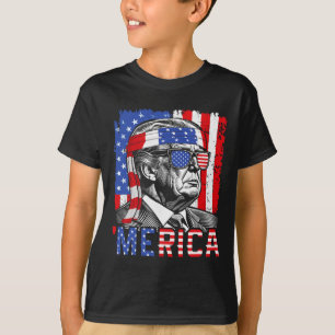 Merica Trump Happy 4th Of July Funny American Flag T-Shirt