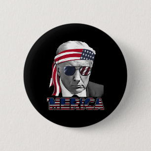 Merica Trump Happy 4th Of July Trump American Flag Button