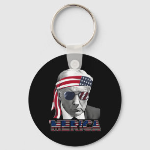 Merica Trump Happy 4th Of July Trump American Flag Keychain