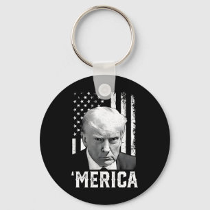 Merica Trump Happy 4th Of July Trump American Flag Keychain