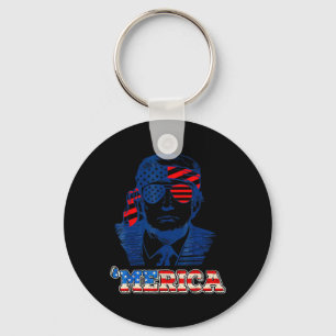 Merica Trump Happy 4th Of July Trump American Flag Keychain