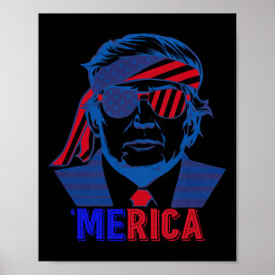 Merica Trump Happy 4th Of July Trump American Flag Poster