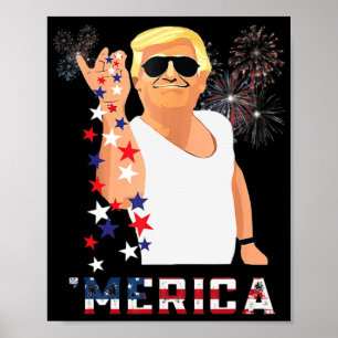 Merica Trump Outfits Don Drunk Donald Drunk 4th of Poster