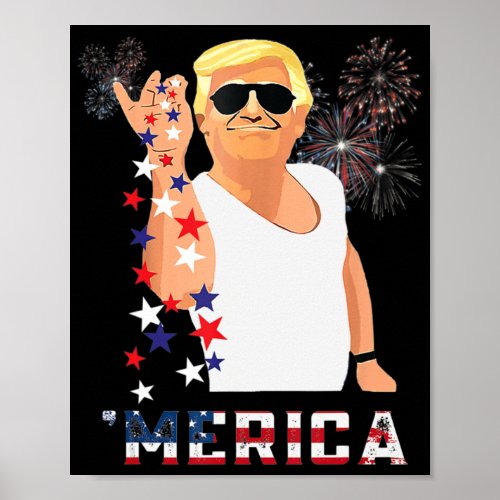 Merica Trump Outfits Don Drunk Donald Drunk 4th of Poster