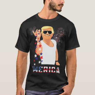 Merica Trump Outfits Don Drunk Donald Drunk 4th of T-Shirt