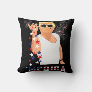 Merica Trump Outfits Don Drunk Donald Drunk 4th of Throw Pillow