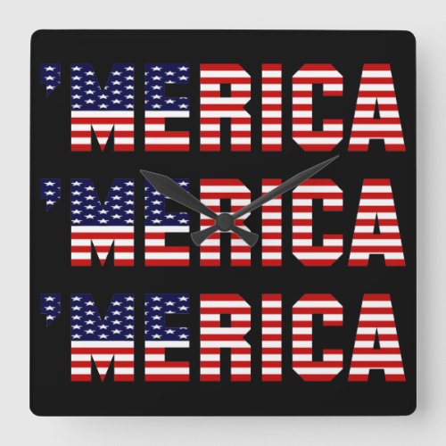 MERICA US FLAG Square Wall Clock