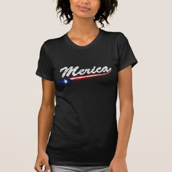 Merica Us Flag Style Swoosh (distressed) T-shirt by zarenmusic at Zazzle