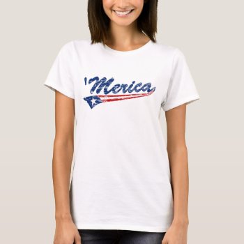 'merica Us Flag Swoosh (distressed) T-shirt by zarenmusic at Zazzle