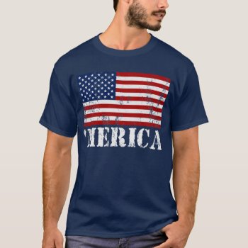 'merica Us Flag Vintage Distressed T-shirt by zarenmusic at Zazzle