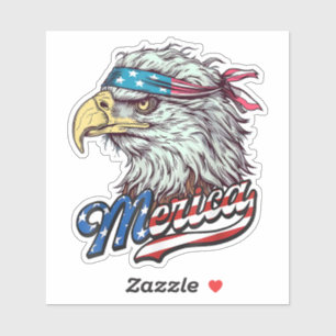 Merica USA American flag Bald Eagle Patriotic Sticker