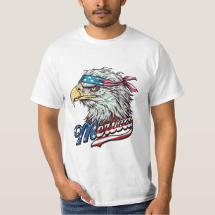 Merica USA American flag Bald Eagle Patriotic T-Shirt
