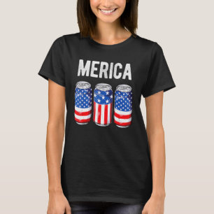 Merica Usa Drinking Beer American Us Flag  4th Of  T-Shirt