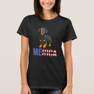 Merica Usa Flag Dachshund Dog Sunglass Patriotic 4 T-Shirt