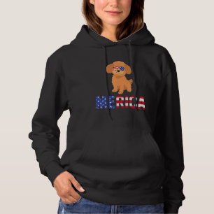 Merica Usa Flag Poodle Dog Sunglasses Patriotic 4t Hoodie