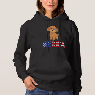 Merica Usa Flag Poodle Dog Sunglasses Patriotic 4t Hoodie