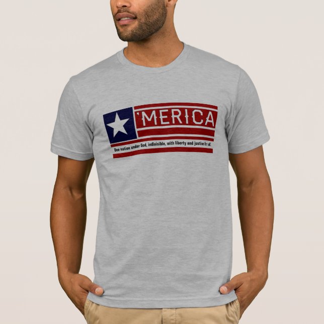 MERICA - USA Flag Shape Customizeable Text T-Shirt (Front)