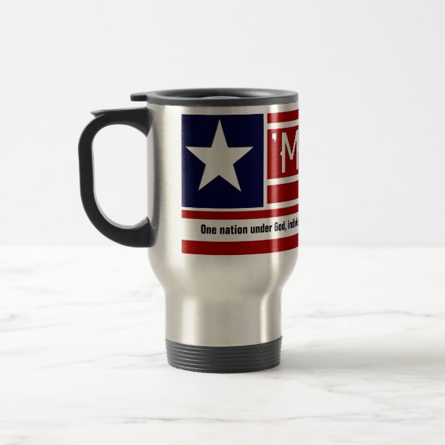 MERICA - USA Flag Shape Customizeable Text Travel Mug (Left)