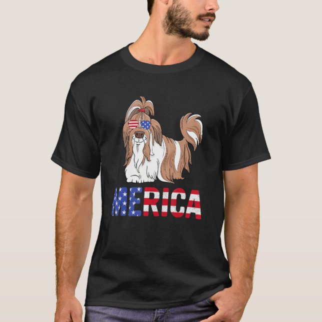 Merica Usa Flag Shih Tzu Dog Sunglass Patriotic 4t T-Shirt (Front)