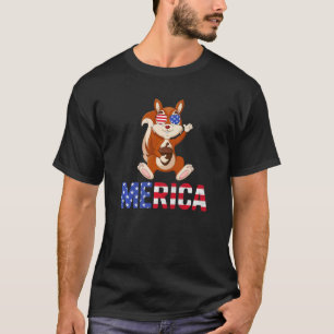 Merica Usa Flag Squirrel Sunglasses Patriotic 4th T-Shirt
