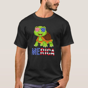 Merica Usa Flag Turtle Sunglasses Patriotic 4th Of T-Shirt