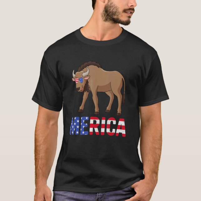 Merica Usa Flag Wildebeest Sunglasses Patriotic 4t T-Shirt (Front)