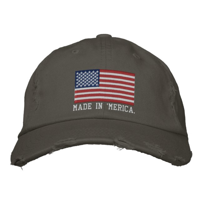 'MERICA USA Stars 'n Stripes FLAG Embroidery Embroidered Baseball Cap (Front)