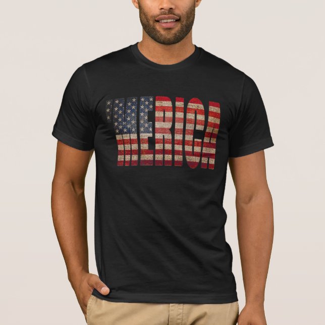 'MERICA Vintage Distressed US Flag T-shirt (Front)