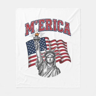MERICA Vintage Liberty Patriotic Fleece Blanket