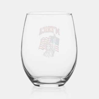 MERICA Vintage Liberty Patriotic Stemless Wine Glass