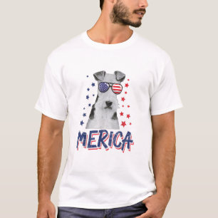 Merica Wire Fox Terrier Dog 4th Of July USA Gift T-Shirt