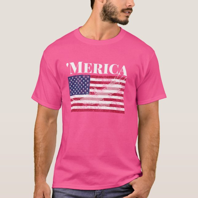 Merica with American Flag T-Shirt (Front)