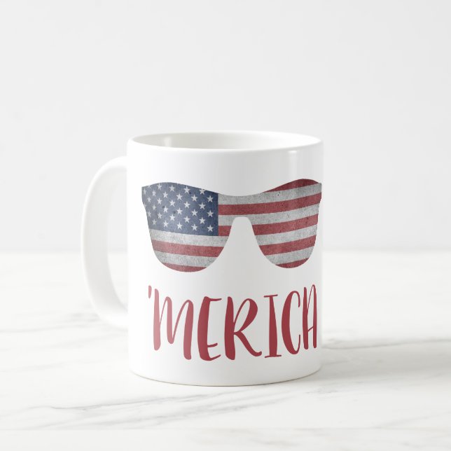 'MERICA WITH AMERICAN SUNGLASSES - USA  COFFEE MUG (Front Left)