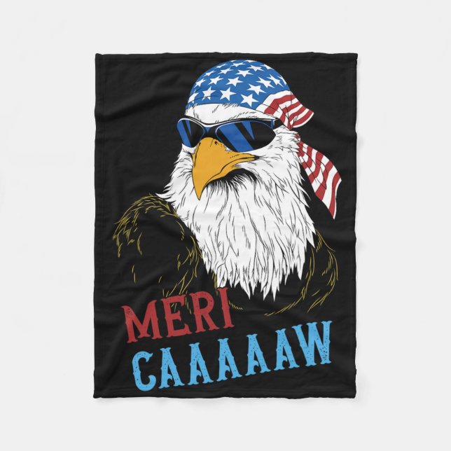 Mericaaaaaw Eagle Mullet 4th Of July Usa American  Fleece Blanket (Front)