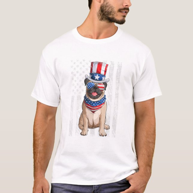 Merican Dog American Flag 4th T-Shirt (Front)