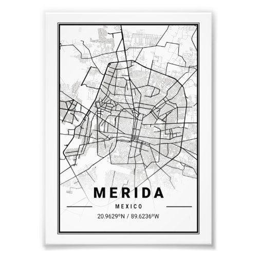 Merida _ Mexico Ligth City Map Photo Print