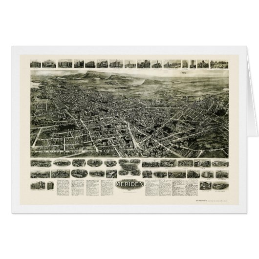 Meriden, CT Panoramic Map - 1918 Cards (Front Horizontal)