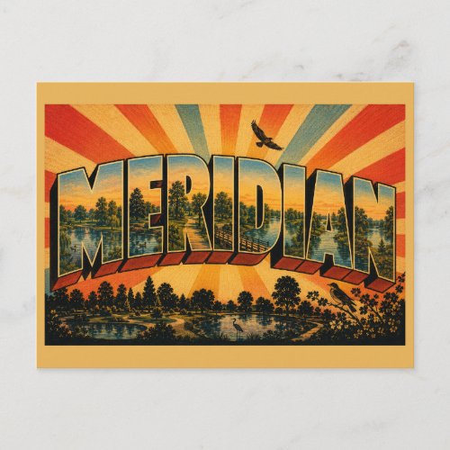 Meridian Idaho Park Ponds River Greenbelt Art Postcard