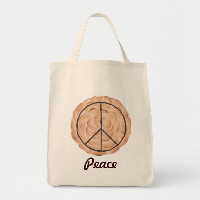 Meringue Peace Pie Tote Bags, Chocolate Peace Sign (Front)