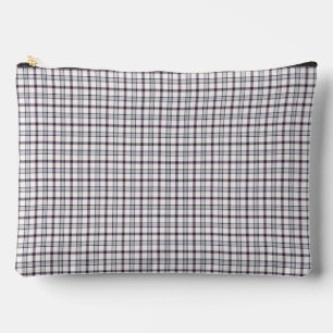 Merino White and Blue Zodiac Plaid Accessory Pouch