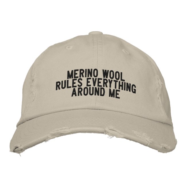 Merino Wool Rules Everything Around Me Embroidered Baseball Cap (Front)