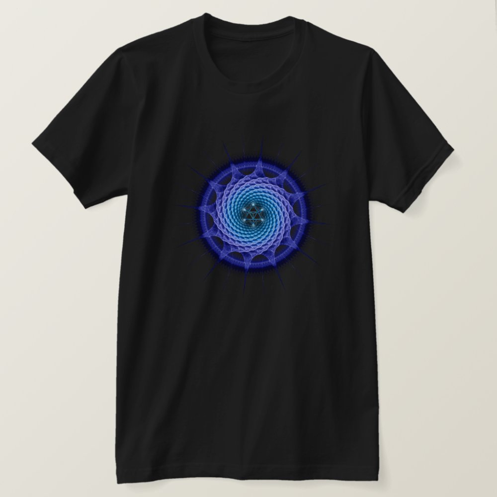 Disover Merkaba Spiral Mandala Blue ( Fractal Geometry ) T-Shirt