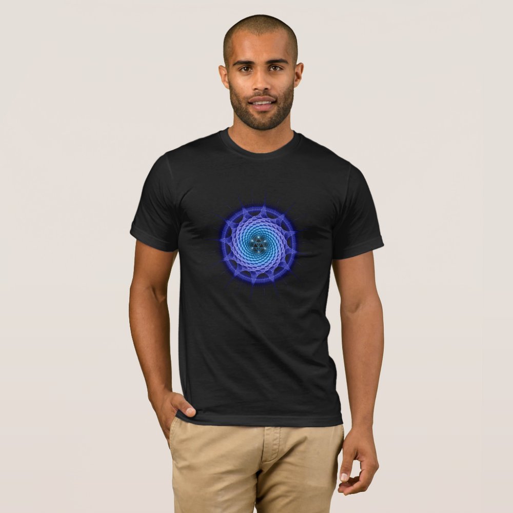 Disover Merkaba Spiral Mandala Blue ( Fractal Geometry ) T-Shirt