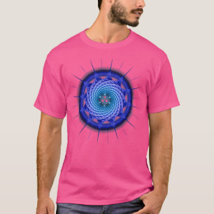 Merkaba Spiral Mandala Blue Fractal Geometry T-Shirt