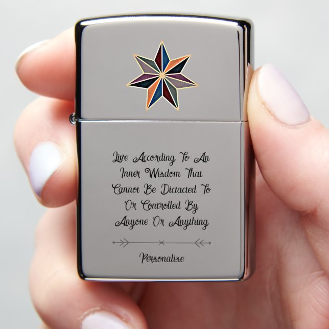 Merkaba Star Mandala Motivational Quote Spiritual  Zippo Lighter (In Hand)